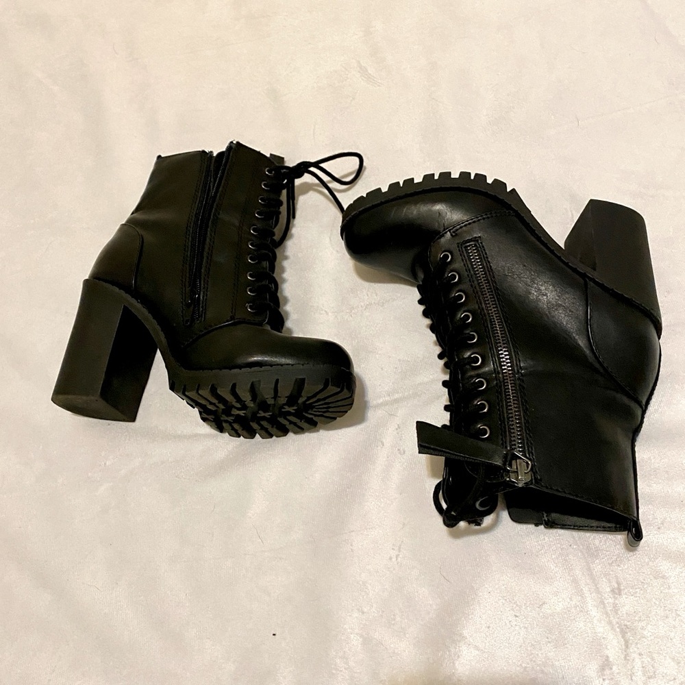 Leather combat boots